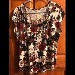 Floral cutout neckline top